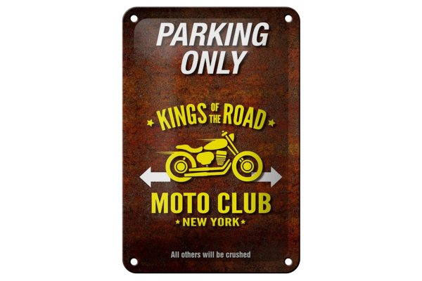 Blechschild Spruch 12x18cm parking only moto club new york
