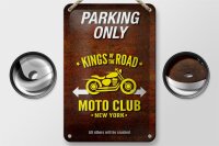 Blechschild Spruch 12x18cm parking only moto club new york