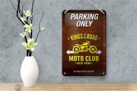 Blechschild Spruch 12x18cm parking only moto club new york