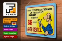 Blechschild Spruch 40x30cm Letzter Strohhalm in einem Glas