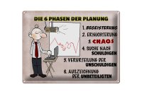 Blechschild Spruch 40x30cm 6 Phasen der Planung