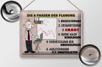 Blechschild Spruch 40x30cm 6 Phasen der Planung