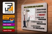 Blechschild Spruch 40x30cm 6 Phasen der Planung
