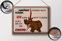 Blechschild Tiere 40x30cm kann nicht fliegen bin Einhorn