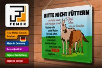 Blechschild Hinweis 40x30cm Bitte nicht füttern Pferd Kolik