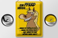 Blechschild Spruch 30x40cm Ein Pferd weiß wann fröhlich