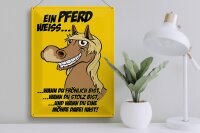 Blechschild Spruch 30x40cm Ein Pferd weiß wann fröhlich