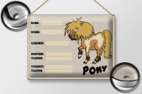 Blechschild Pony 40x30cm Tiere Name Rasse Besitzer geboren
