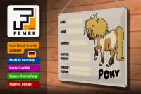 Blechschild Pony 40x30cm Tiere Name Rasse Besitzer geboren