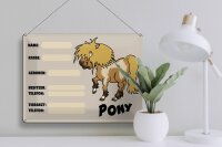 Blechschild Pony 40x30cm Tiere Name Rasse Besitzer geboren