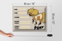 Blechschild Pony 40x30cm Tiere Name Rasse Besitzer geboren