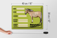Blechschild Pferd 40x30cm Norweger Fjordpferd Angaben Name