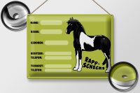 Blechschild Pferd 40x30cm Rappschecke Name Besitzer Rasse