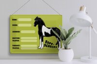 Blechschild Pferd 40x30cm Rappschecke Name Besitzer Rasse
