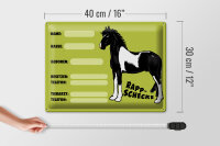 Blechschild Pferd 40x30cm Rappschecke Name Besitzer Rasse