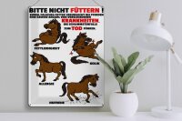 Blechschild Hinweis 30x40cm bitte nicht füttern Pferd krank