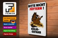 Blechschild Hinweis 30x40cm bitte nicht füttern Pferd Kolik