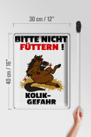 Blechschild Hinweis 30x40cm bitte nicht füttern Pferd Kolik