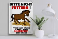 Blechschild Pferd 30x40cm nicht füttern schmerzhaft Hufrehe