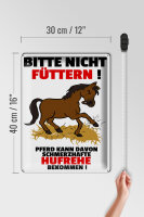 Blechschild Pferd 30x40cm nicht füttern schmerzhaft Hufrehe