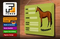 Blechschild Pferd 40x30cm Thrakener Name Besitzer Rasse