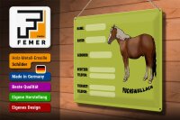 Blechschild Pferd 40x30cm Fuchswallach Name Besitzer Rasse