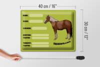 Blechschild Pferd 40x30cm Fuchswallach Name Besitzer Rasse