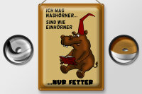Blechschild Tiere 30x40cm mag Nashörner sind wie Einhörner