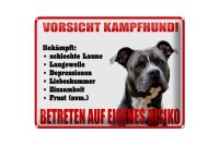 Blechschild Hinweis 40x30cm Hund Vorsicht Kampfhund Risiko