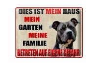 Blechschild Hinweis 40x30cm Hund dies ist mein Haus Garten
