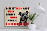 Blechschild Hinweis 40x30cm Hund dies ist mein Haus Garten