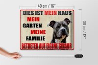 Blechschild Hinweis 40x30cm Hund dies ist mein Haus Garten