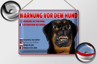 Blechschild Hinweis 40x30cm Warnung vor Hund Multi Sprachen