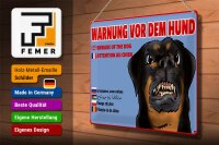 Blechschild Hinweis 40x30cm Warnung vor Hund Multi Sprachen