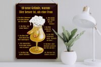 Blechschild Alkohol 30x40cm 10 Gründe Bier besser als Frau
