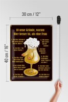 Blechschild Alkohol 30x40cm 10 Gründe Bier besser als Frau