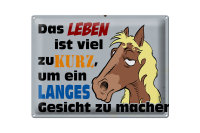 Blechschild Spruch 40x30cm das Leben ist zu kurz um Pferd