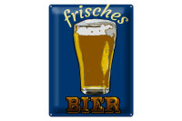 Blechschild Alkohol 30x40cm frisches Bier Bierglas