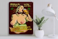 Blechschild Pinup 30x40cm Hübsch reicht nicht Bier trinken