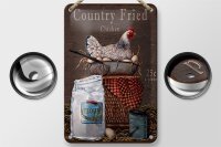 Blechschild Spruch 12x18cm Huhn country Fried Chicken
