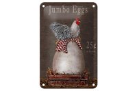 Blechschild Spruch 12x18cm Huhn jumbo Eggs 25 c a dozen