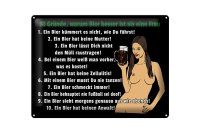Blechschild Pinup 40x30cm 10 Gründe Bier besser als Frau