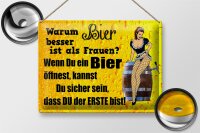 Blechschild Pinup 40x30cm Warum Bier besser ist als Frauen