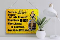 Blechschild Pinup 40x30cm Warum Bier besser ist als Frauen