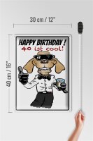 Blechschild Spruch 30x40cm Happy Birthday 40 is cool