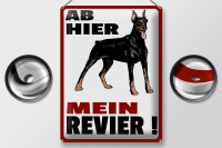 Blechschild Hinweis 30x40cm ab hier mein Revier Hund