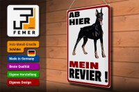Blechschild Hinweis 30x40cm ab hier mein Revier Hund