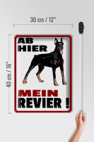 Blechschild Hinweis 30x40cm ab hier mein Revier Hund
