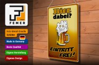 Blechschild Alkohol 30x40cm Bier dabei Eintritt frei
