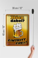 Blechschild Alkohol 30x40cm Bier dabei Eintritt frei